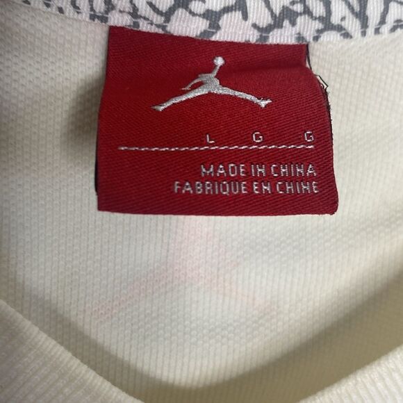 JORDAN Men’s White V Neck 100% Cotton T Shirt with Jumpman Logo Size L - Picture 4 of 9